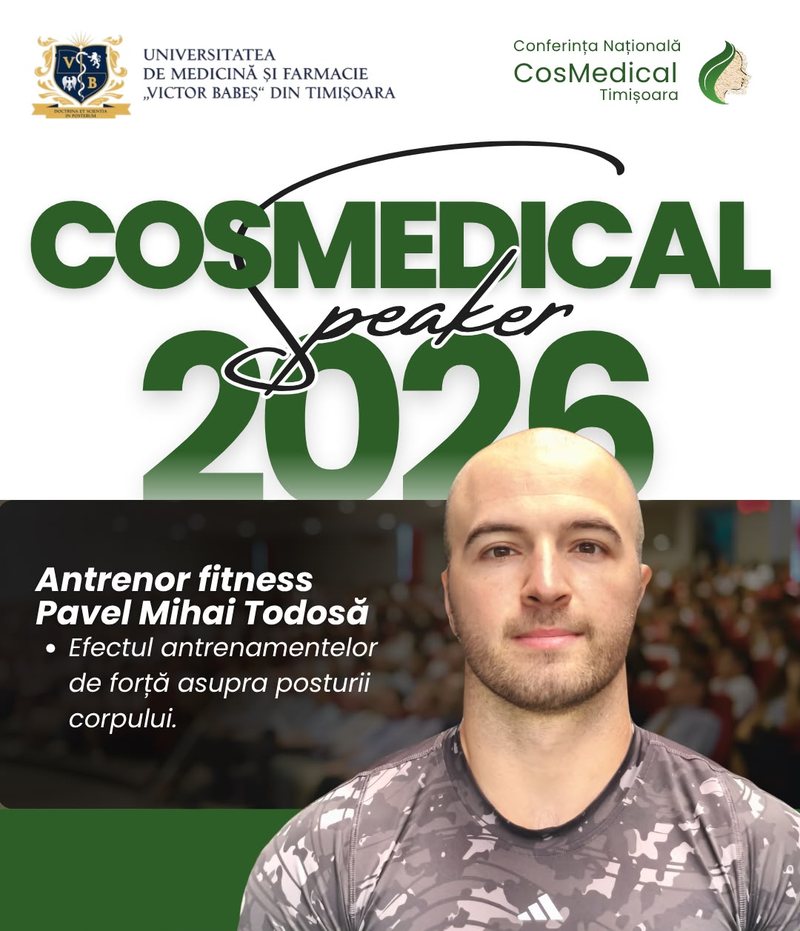Afișul CosMedical Speaker 2026 cu Mihai Tudosa